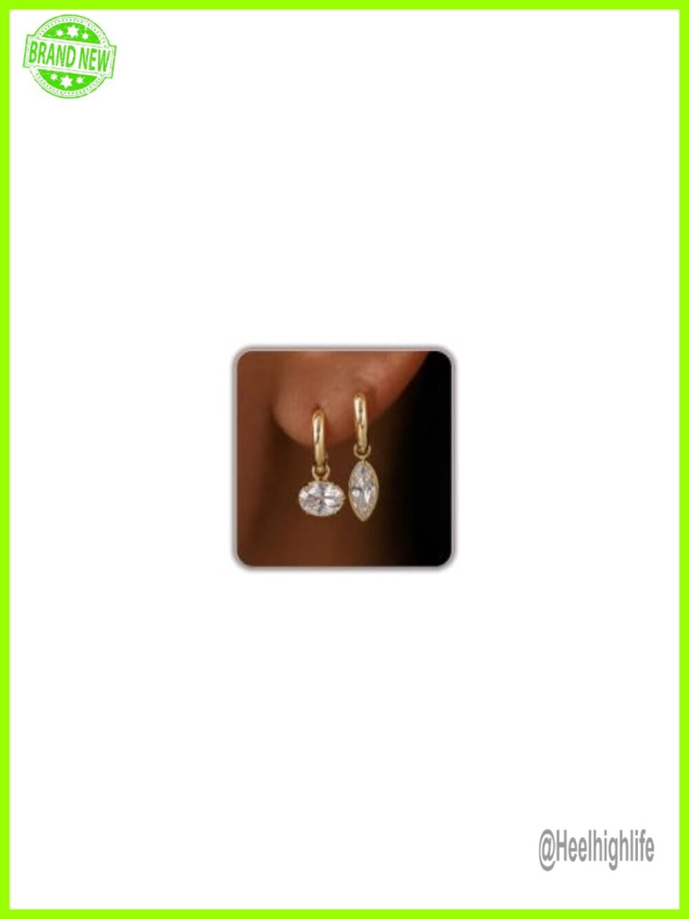 Gold Huggie Hoop Earrings Set 2 Pairs CZ Drop Dangle Stackable Women Jewelry